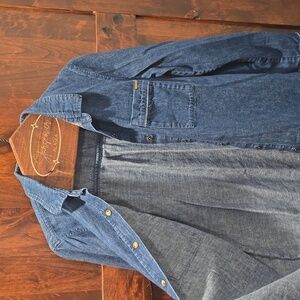 Volcom Denim Snap Long Sleeve Shirt Sz L